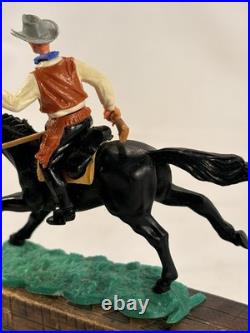 Very Rare Timpo Toys England Cowboy Riding Black Horse Western Figure 1970s Vtg