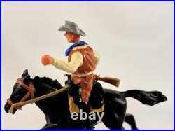 Very Rare Timpo Toys England Cowboy Riding Black Horse Western Figure 1970s Vtg