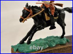 Very Rare Timpo Toys England Cowboy Riding Black Horse Western Figure 1970s Vtg