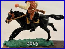 Very Rare Timpo Toys England Cowboy Riding Black Horse Western Figure 1970s Vtg