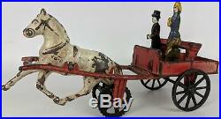 Vintage 1884 CARPENTER Cast Iron Horse-Drawn Wagon Toy with Figures