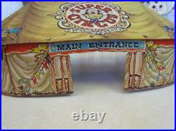 Vintage 1950's Marx Super Circus Tent with 2 Side Shows & 18 Figures No Flags