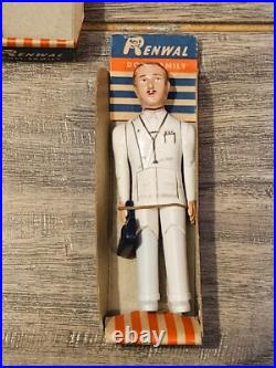 Vintage 1950s Renwal Doctor And Nurse Figures NEW 4 Figurine 44 Made in USA