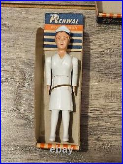 Vintage 1950s Renwal Doctor And Nurse Figures NEW 4 Figurine 44 Made in USA