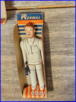 Vintage 1950s Renwal Doctor And Nurse Figures NEW 4 Figurine 44 Made in USA