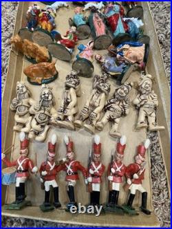 Vintage 1960's Toy Soldiers, Santa, Elves, Nativity Figures Lot Christmas Decor