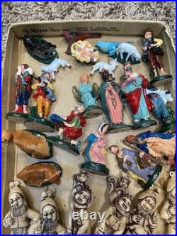 Vintage 1960's Toy Soldiers, Santa, Elves, Nativity Figures Lot Christmas Decor