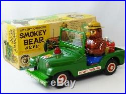 Vintage 1960s Nomura Toy SMOKEY BEAR JEEP Tin Toy Original box from Japan F/S