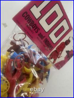 Vintage 1967 Cowboys And Indians Toy Figures Sealed