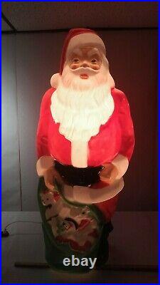 Vintage 1968 Empire Blow Mold Lighted Christmas Santa Claus with Toy Sack 46