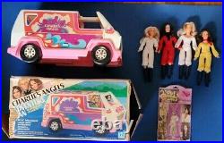 Vintage 1970s Charlie's Angels Lot Adventure Van with Box 4 Dolls Toy Jewelry