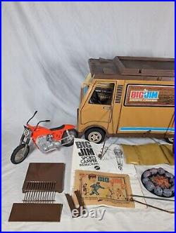 Vintage 1972 Mattel Big Jim Sports Camper RV And Motorcycle With Accessories