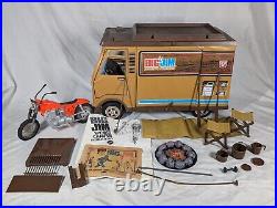 Vintage 1972 Mattel Big Jim Sports Camper RV And Motorcycle With Accessories