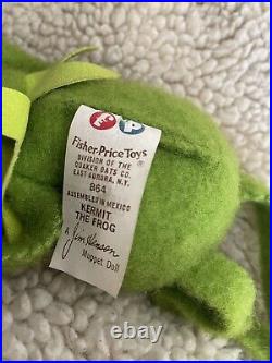 Vintage 1979 KERMIT THE FROG 864 Muppet Sad Beanbag Plush Fisher Price Toy