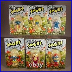 Vintage 1980 Smurfs 6 Wind UP Toys MOC Figures Smurfette & Papa Smurf toy MIP