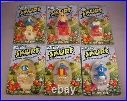 Vintage 1980 Smurfs 6 Wind UP Toys MOC Figures Smurfette & Papa Smurf toy MIP