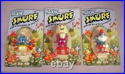 Vintage 1980 Smurfs 6 Wind UP Toys MOC Figures Smurfette & Papa Smurf toy MIP