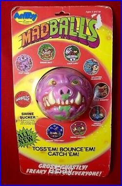 Vintage 1986 MADBALLS Series 2 SWINE SUCKER toy ball head figure MOC popping