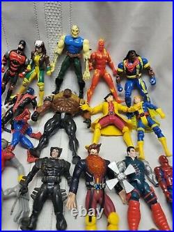Vintage 1990's Large Lot of 60 Marvel Action Figures With Accessories Toy Biz
