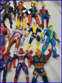 Vintage 1990's Large Lot of 60 Marvel Action Figures With Accessories Toy Biz