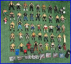 Vintage 1990s Wrestling Figure Lot 40+ Jakks Toy Biz Just Toys and Accs