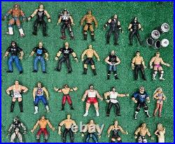 Vintage 1990s Wrestling Figure Lot 40+ Jakks Toy Biz Just Toys and Accs