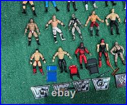 Vintage 1990s Wrestling Figure Lot 40+ Jakks Toy Biz Just Toys and Accs