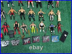 Vintage 1990s Wrestling Figure Lot 40+ Jakks Toy Biz Just Toys and Accs