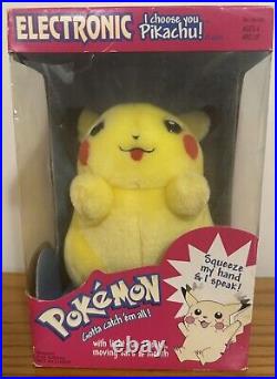 Vintage 1999 Pokemon Electronic Talking I Choose You Pikachu Plush NIB RARE