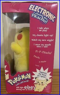 Vintage 1999 Pokemon Electronic Talking I Choose You Pikachu Plush NIB RARE