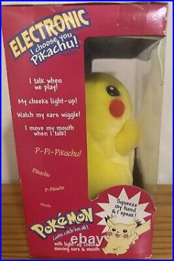 Vintage 1999 Pokemon Electronic Talking I Choose You Pikachu Plush NIB RARE