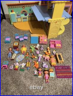 Vintage 2003 Dora the Explorer Toy Lot Dollhouse, Figures, Vehicles, And More