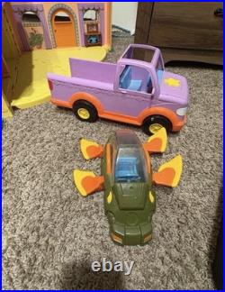 Vintage 2003 Dora the Explorer Toy Lot Dollhouse, Figures, Vehicles, And More
