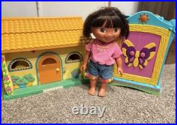 Vintage 2003 Dora the Explorer Toy Lot Dollhouse, Figures, Vehicles, And More