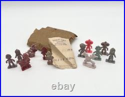 Vintage 50s Cracker Jack Toy Figures Lot Original Bag Receipt Good Luck Gnomes