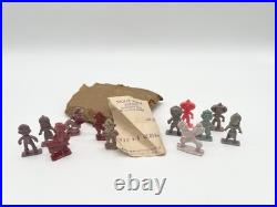 Vintage 50s Cracker Jack Toy Figures Lot Original Bag Receipt Good Luck Gnomes