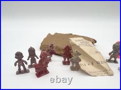 Vintage 50s Cracker Jack Toy Figures Lot Original Bag Receipt Good Luck Gnomes