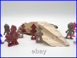 Vintage 50s Cracker Jack Toy Figures Lot Original Bag Receipt Good Luck Gnomes