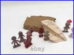 Vintage 50s Cracker Jack Toy Figures Lot Original Bag Receipt Good Luck Gnomes