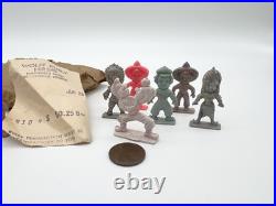 Vintage 50s Cracker Jack Toy Figures Lot Original Bag Receipt Good Luck Gnomes