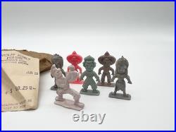 Vintage 50s Cracker Jack Toy Figures Lot Original Bag Receipt Good Luck Gnomes