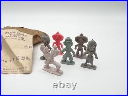 Vintage 50s Cracker Jack Toy Figures Lot Original Bag Receipt Good Luck Gnomes