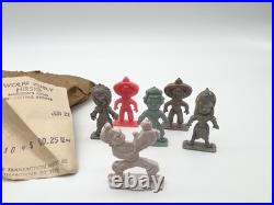 Vintage 50s Cracker Jack Toy Figures Lot Original Bag Receipt Good Luck Gnomes