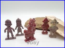 Vintage 50s Cracker Jack Toy Figures Lot Original Bag Receipt Good Luck Gnomes
