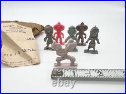 Vintage 50s Cracker Jack Toy Figures Lot Original Bag Receipt Good Luck Gnomes