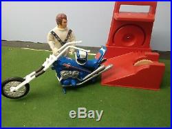 Vintage 70s Ideal Evel Knievel Stunt Cycle Chopper & Evel Action Figure