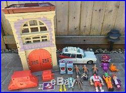 Vintage 80's Ghostbusters Toy Lot Complete Firehouse, Ecto-1, Figures