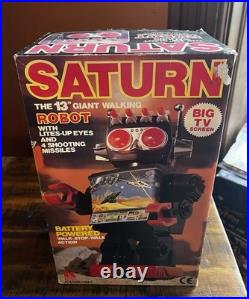 Vintage 80s Kamco Saturn 13 Giant Walking Robot Toy Complete With Box