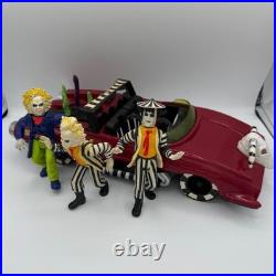 Vintage 80s Kenner Beetlejuice Lot Creepy Cruiser Car & 3 Action Figures Vintage