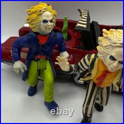 Vintage 80s Kenner Beetlejuice Lot Creepy Cruiser Car & 3 Action Figures Vintage